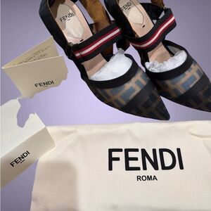 Fendi Black and Brown Patterned Heels